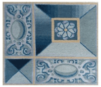 This is a photorealistic computer rendering of a strike off (sample) of the rug.