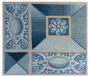 This is a photorealistic computer rendering of a strike off (sample) of the rug.